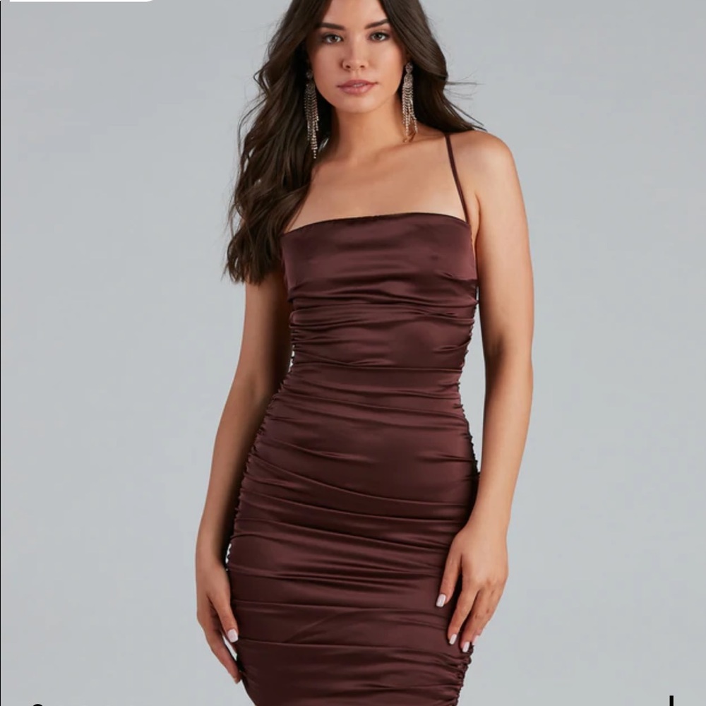 Windsor Major Lace Appeal Ruched Satin Mini Dress